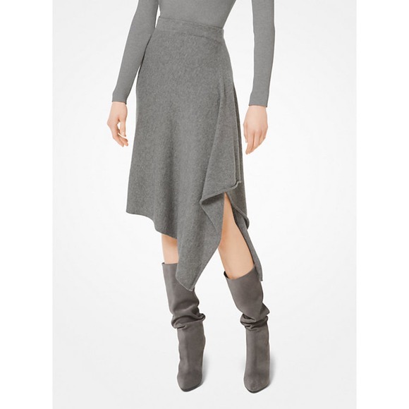 Michael Kors Collection NWT Gray Cashmere Blanket Skirt Medium - Picture 1 of 6